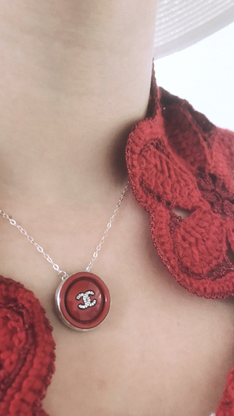 Classic Red Chanel Button Necklace — Blue Blood Metal | Vintage Rings &  Necklaces