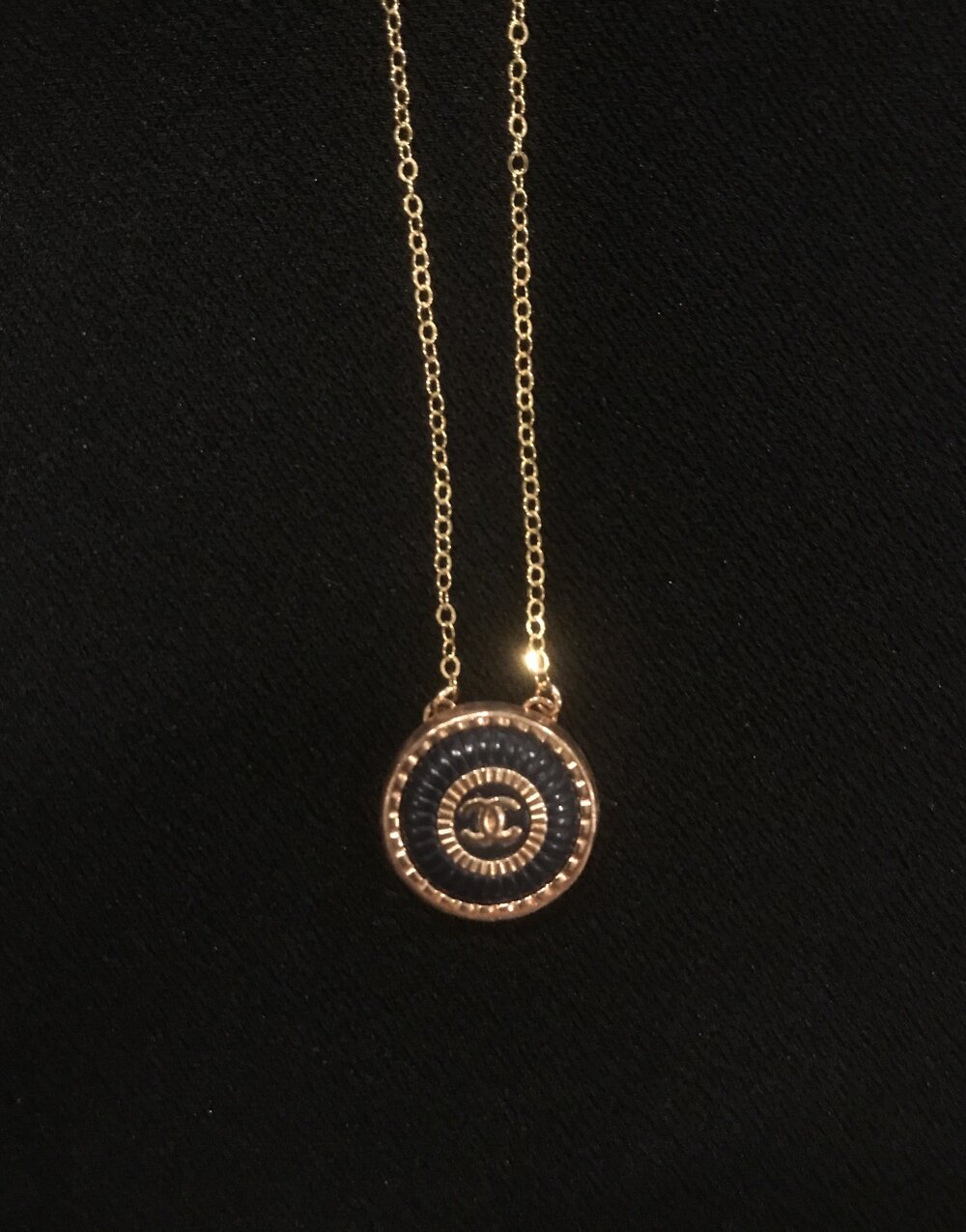 Large Chanel Button Necklace — Blue Blood Metal