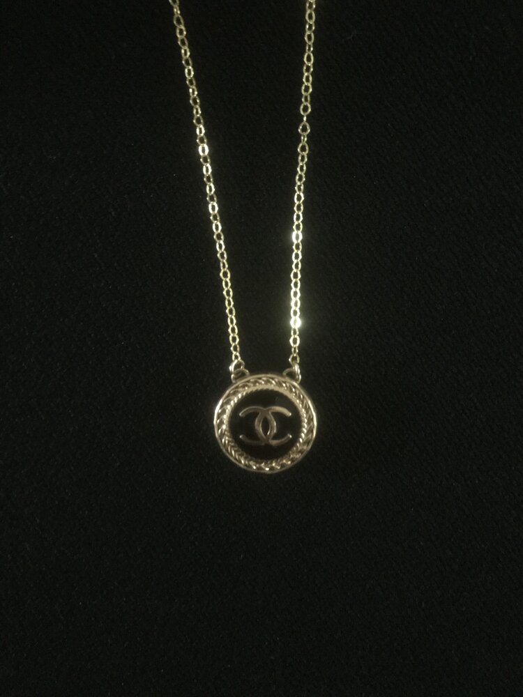 1.2 cm Chanel Button Repurposed Necklace - lowayvintage