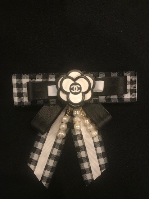 Gingham Chanel Bow Brooch — Blue Blood Metal