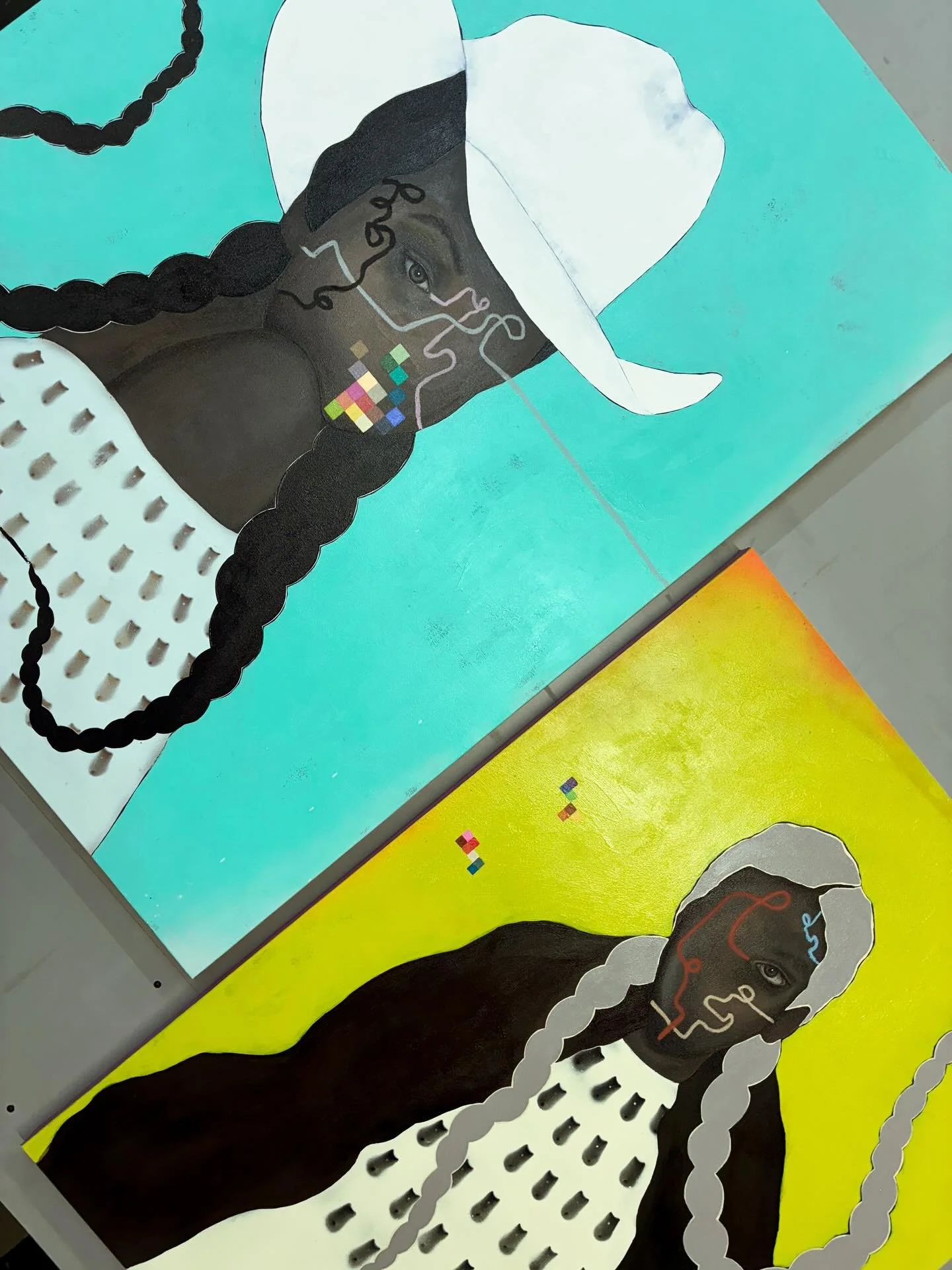 Danielle SeeWalker&rsquo;s latest pieces are showstoppers 🟥 🟧 🟩 🟦

#nativeart #fineartcapture #denverartist