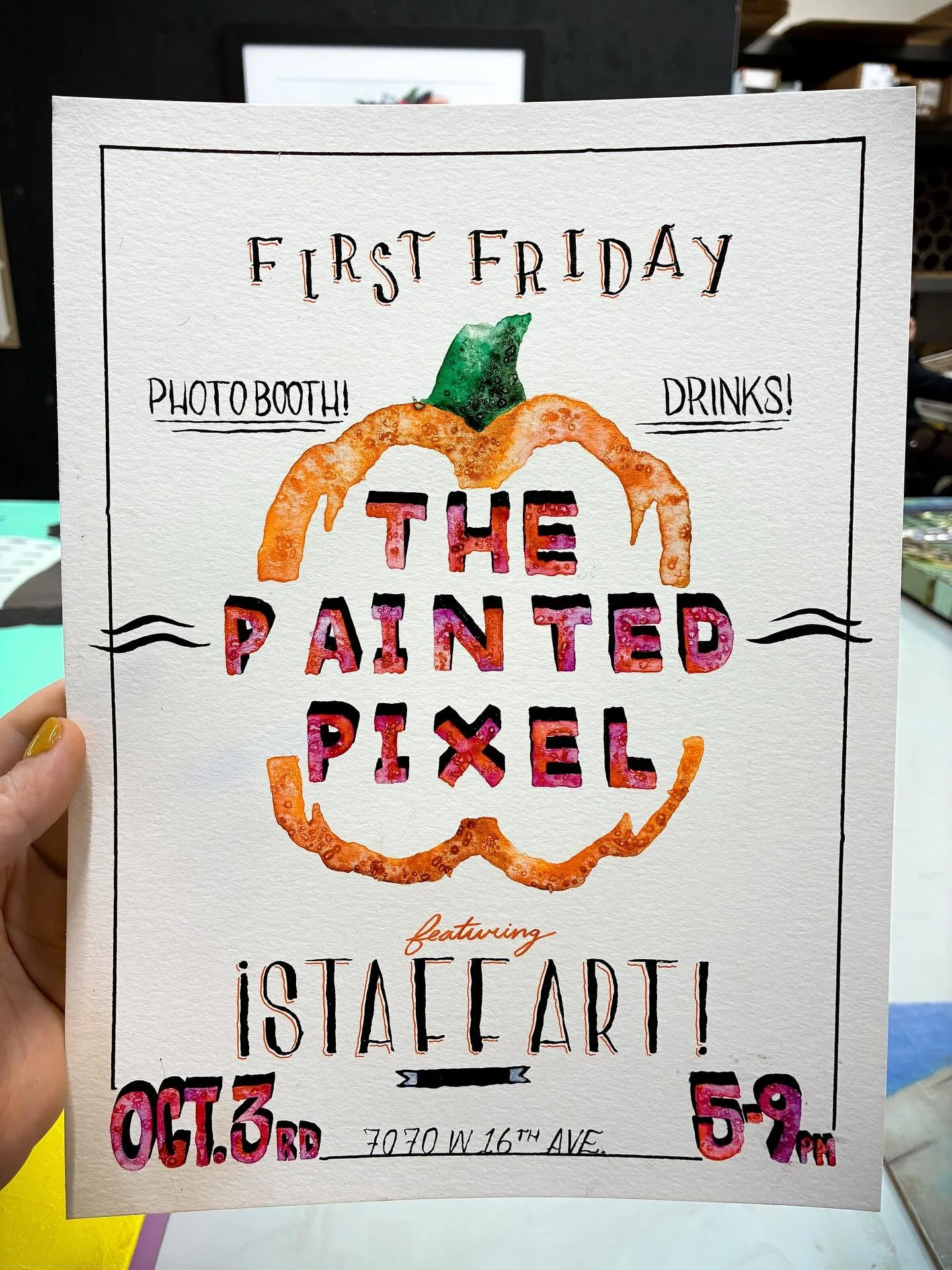 We&rsquo;re hosting our first ever Staff Night for October&rsquo;s First Friday! 

We&rsquo;re really proud that every one of us here at The Painted Pixel is not only a pro printmaker, but we&rsquo;re artists too! We&rsquo;re out here making, perfect