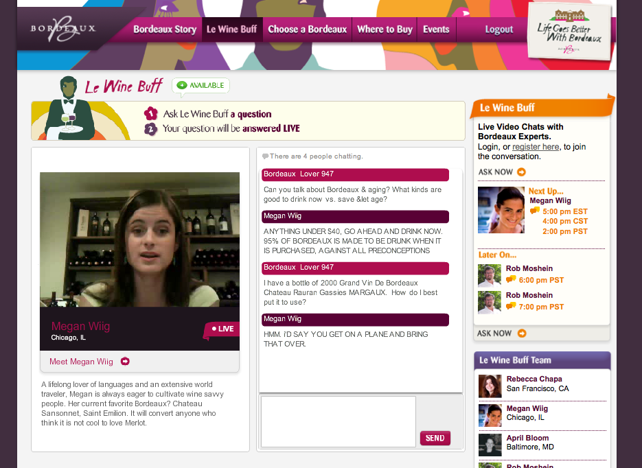 Sommelier Live video chats