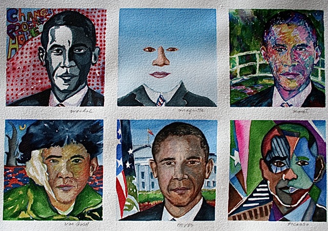   Obama by Court Artists     16 x 20 watercolor - How would have the masters portrayed Obama?  