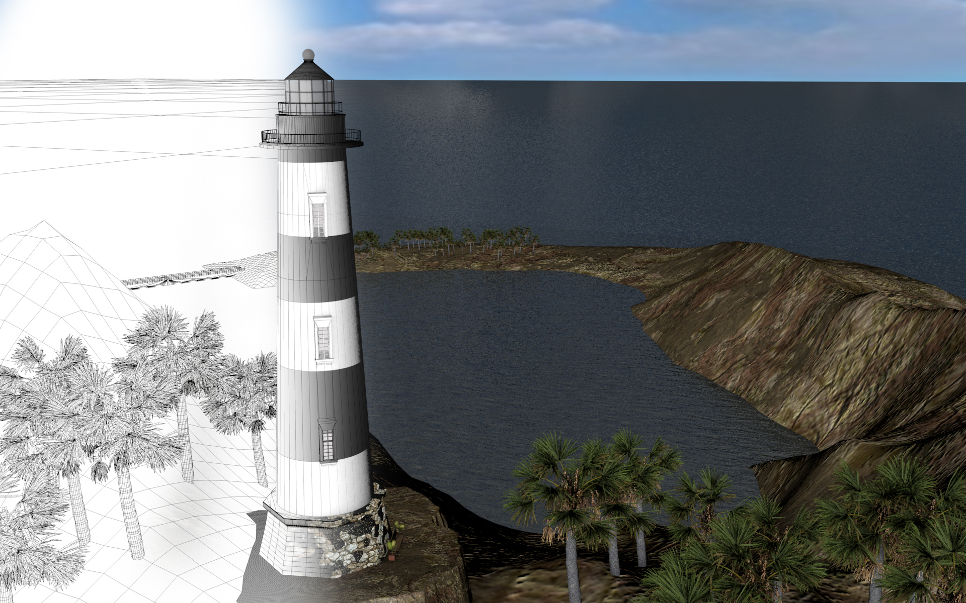 Lighthouse environment made in Cinema 4D