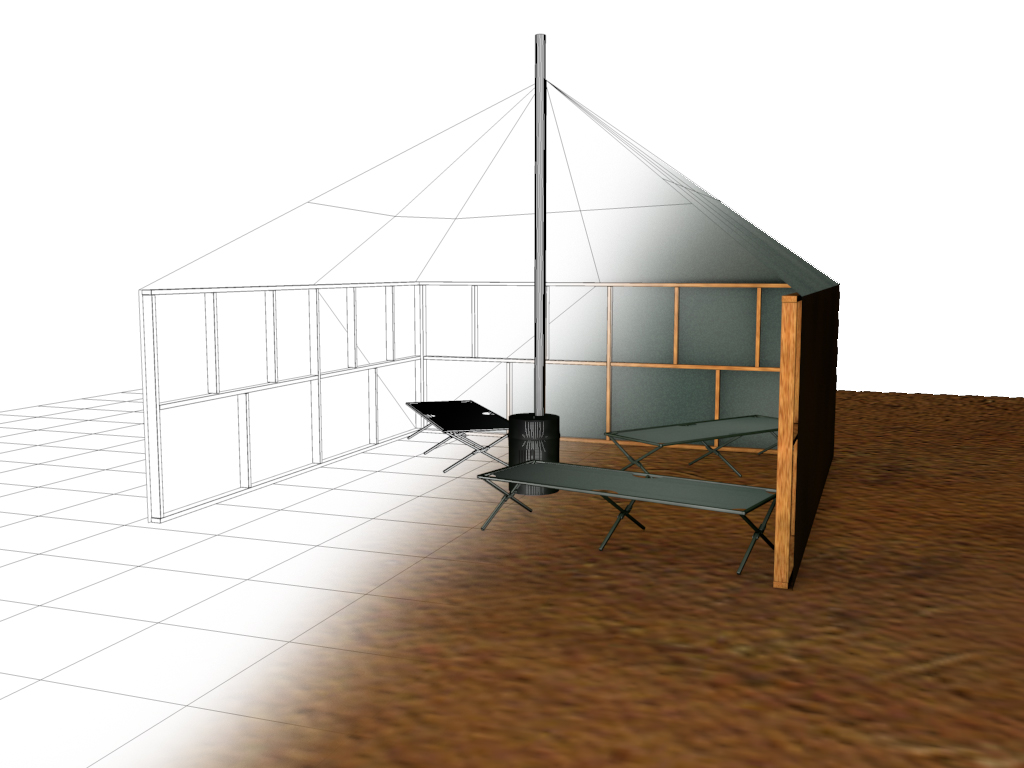 Army tent made in Cinema 4D