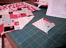  This will create a Half Square Triangle (HST) that you can use in another project. I confess that I am often too lazy to do this extra stitching, but this fabric is SO cute I didn't want to throw away those corners 