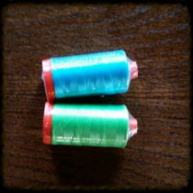 TWO delicious AURIFIL BIG SPOOLS of 50 wt. MAKO cotton thread in the most pleasing Row by Row themed colors. Woop! #5005 Medium Turquoise AND #6737
