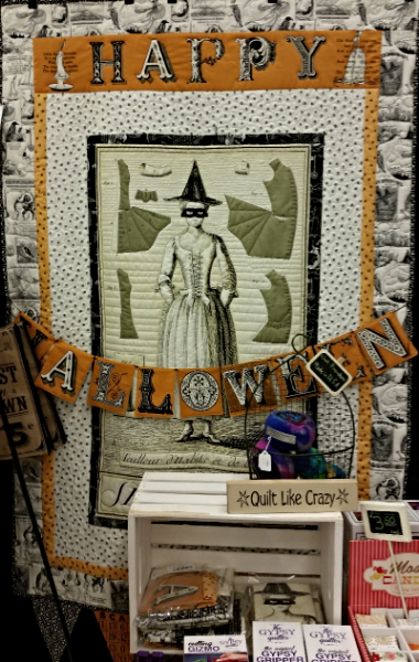 J. Wecker Frisch's Sew Scary Quilt hanging in our show booth. 