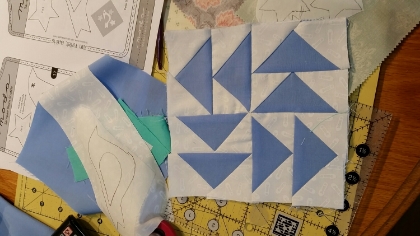 Block 16. A messy desk is a sign of a creative mind? Well maybe it is or maybe, it's just a sign that sewing is SO much fun i didn't want to stop and tidy anything up between projects!