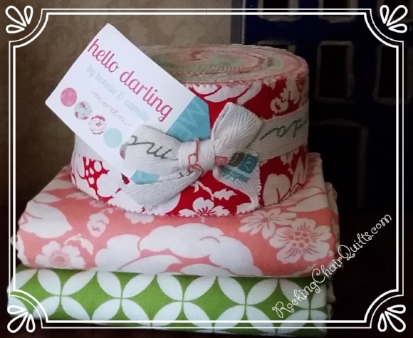 WEEK 4 PRIZE: Hello Darling by Bonnie and Camille for Moda Fabrics Jelly Roll and 2 yards of fabric!