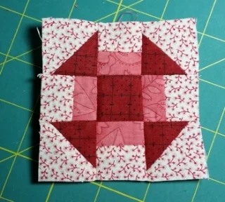 Stitch together as shown, use 1/4" seams throughout. Press and square up to 3 1/2" (unfinished size) if needed. Make 12 Blocks