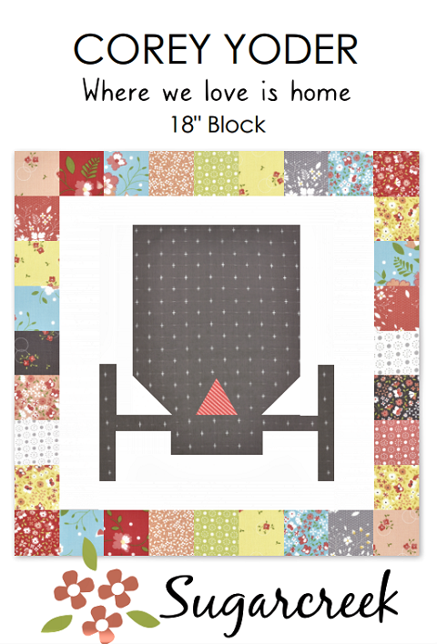 CLICK on the block to download Corey’s free pattern. Pattern note: the pattern uses one mini charm for the pieced border.