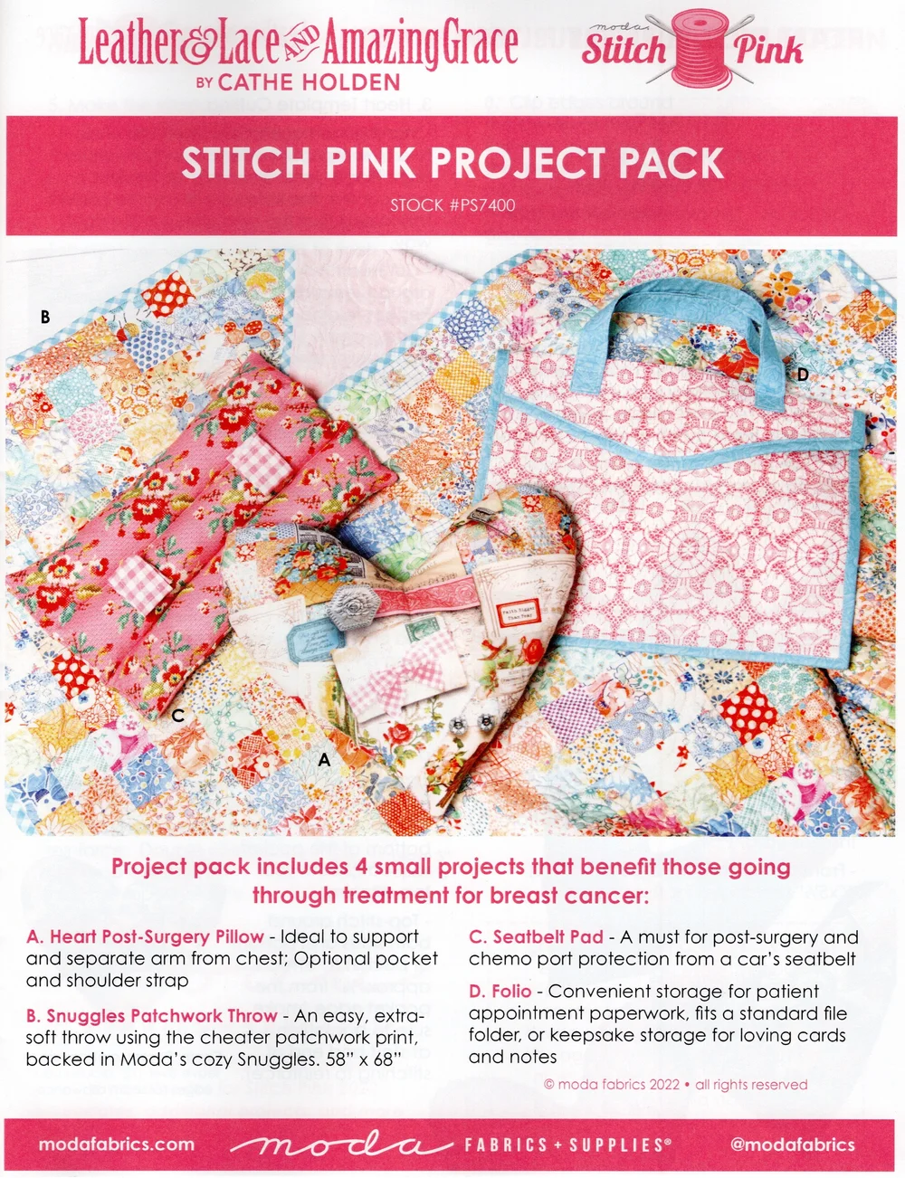 Leather & Lace And Amazing Grace • Stitch Pink Project Pack.