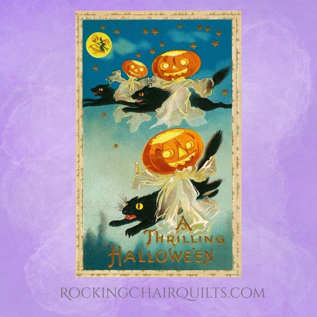 #spookyseason #vintagepostcards #rockingchairquilts #enjoythesew #halloween #halloweengreetings