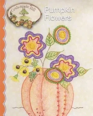 Pumpkin Flowers Embroidery Pattern. From Crabapple Hill Studio, designed By Meg Hawkey
This little fall image will be decorative all the way from Halloween to the end of Autumn! The cheerful flowers have a few fun stitches to add surface interest, an