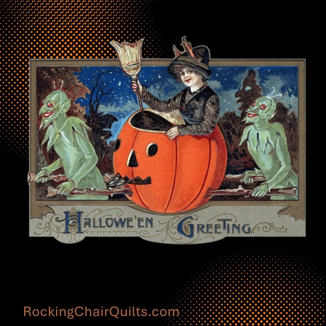 #vintagepostcard #SpookySeason #halloween #enjoythesew #rockingchairquilts