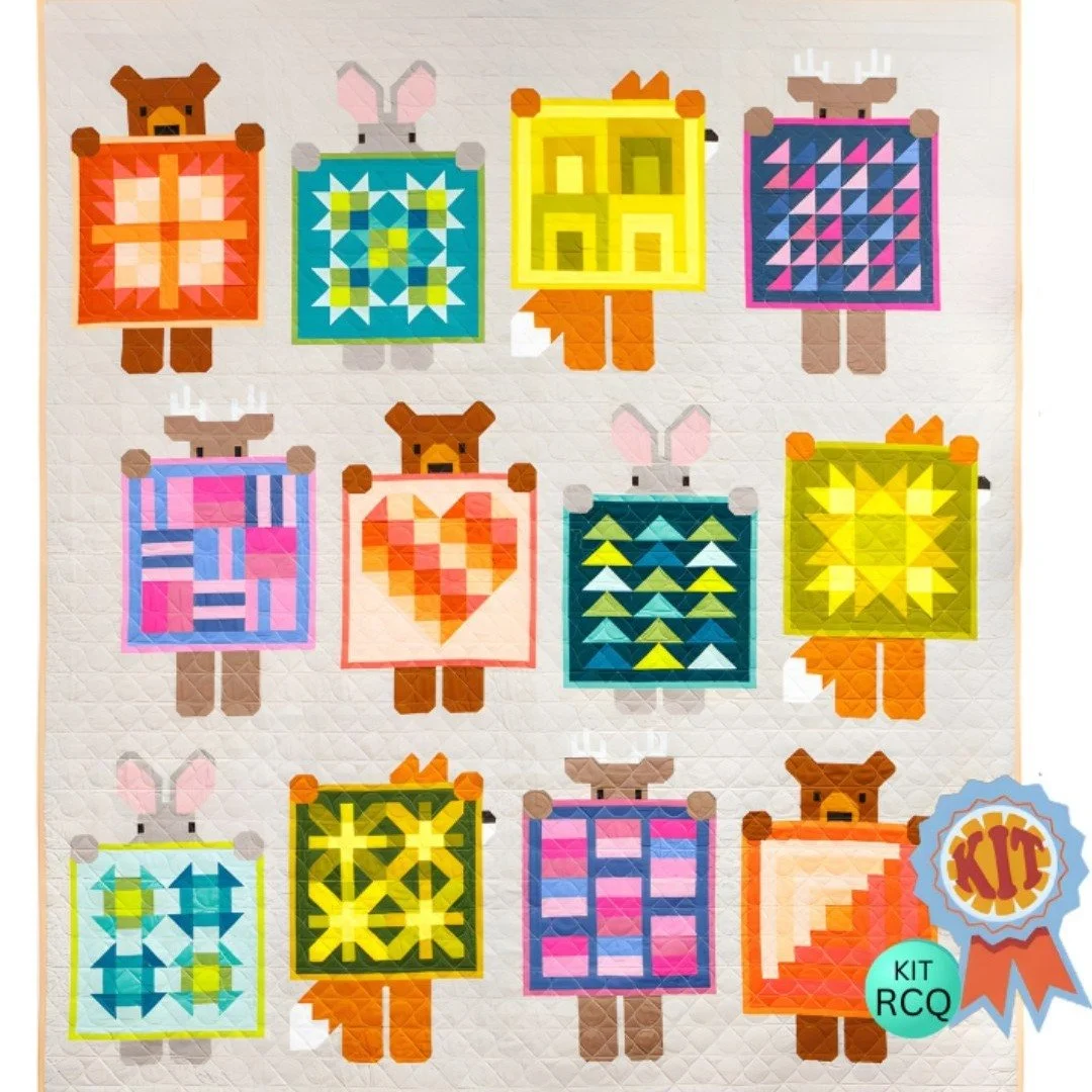 What's new on the shelves at RCQ today? It's Elizabeth Hartman's @elizabethagh  Show and Tell Quilt Kit! 

Squeeeee! As quilters, we all know how satisfying it is to show off a recently-finished quilt. These forest friends feel the same way! Her Show