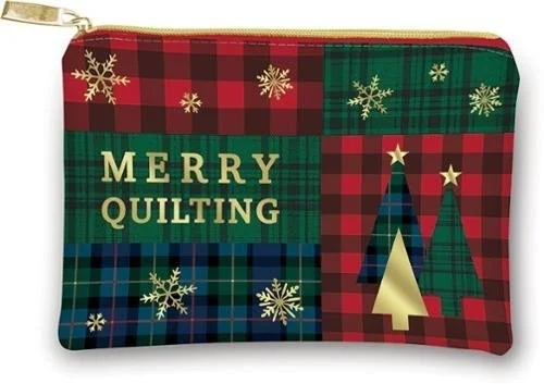 Have your stuff and carry it too! 
Cart your quilting findings in style with this loverly zippered glam pouch. Perfect for your small sewing items.
Glam Bag Merry Quilting From Punch Quilting Designs. Vinyl bag with zippered closure and sateen lining