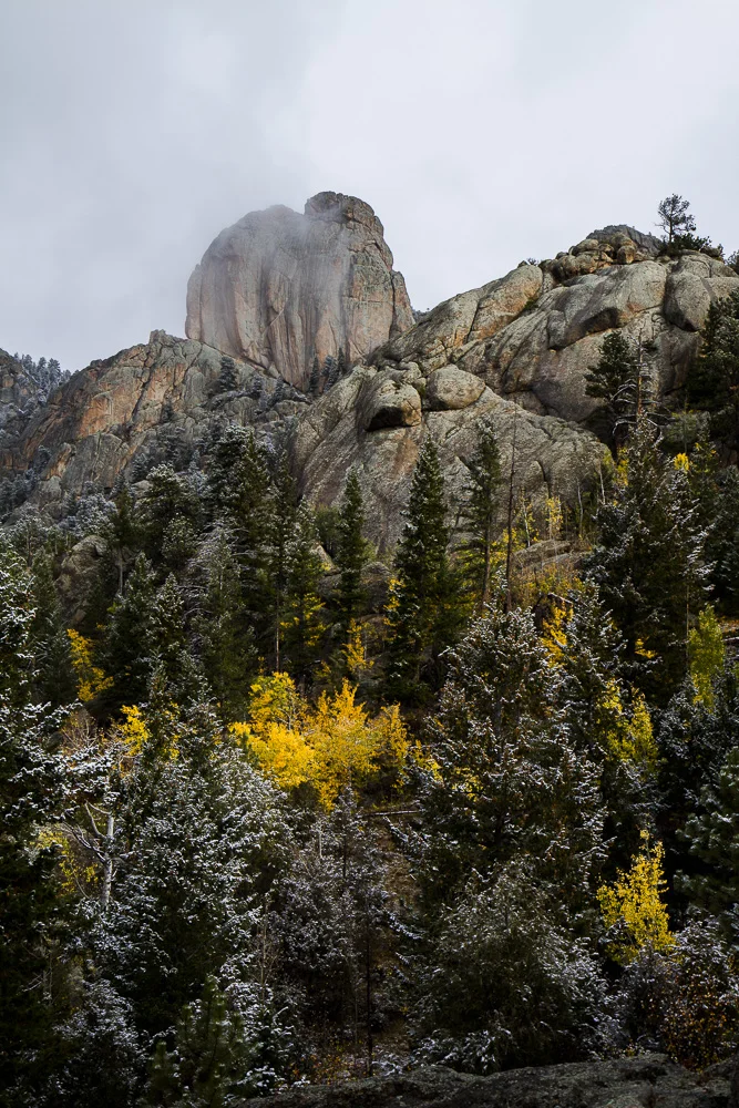 First snow on Twin Owls near Estes Park.