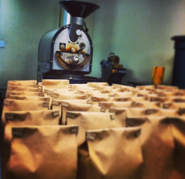 Pounds of Kilowatt and Contester's Blend ready waiting at the Roaster in Lafayette, CO to be shipped to HAMvention.