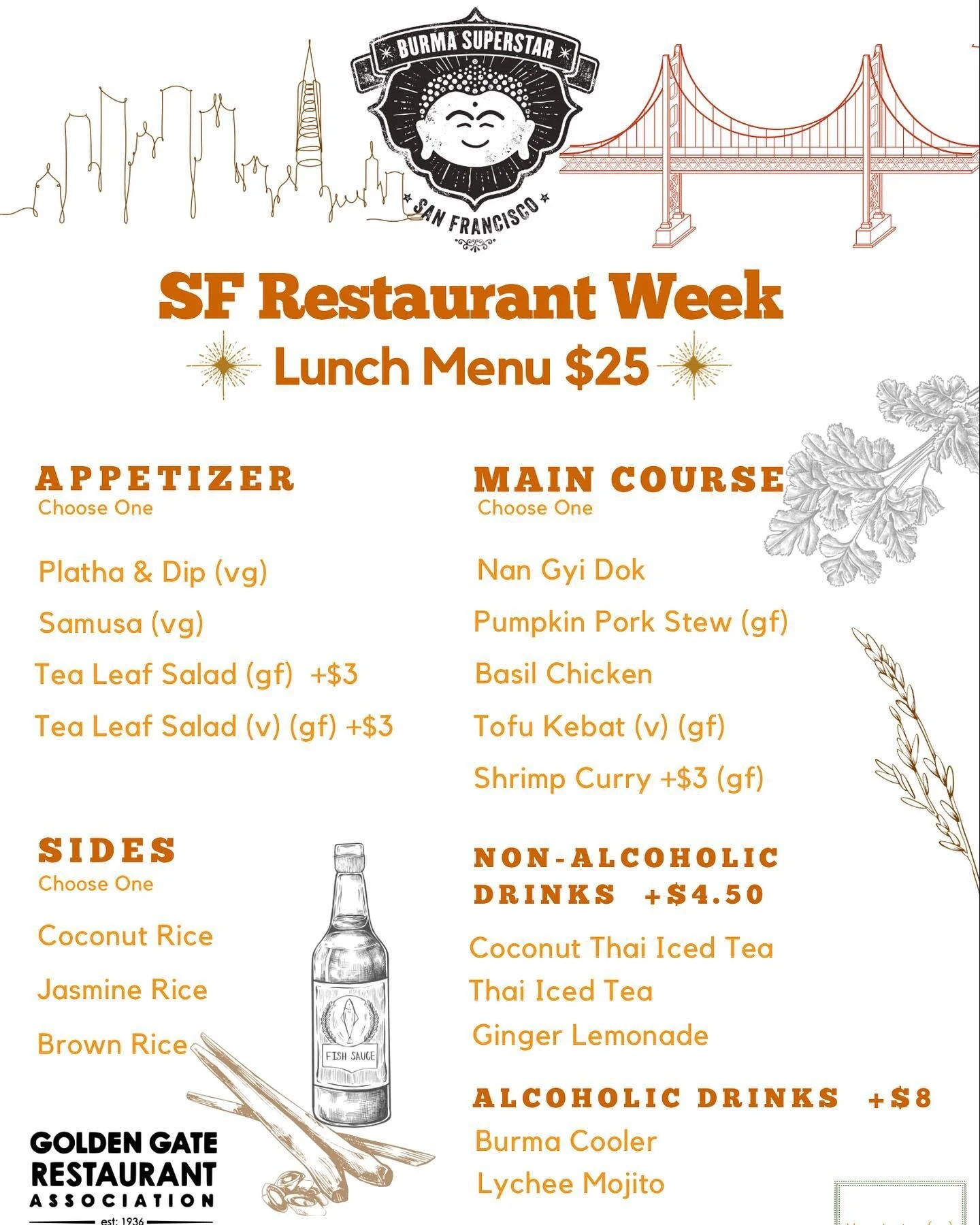 SF Restaurant week is next week, Oct 21st- 30th! Bring your friends and family and enjoy some of our most popular dishes. 
.
.
.
.
.
.
#sfrestaurantweek #sfrestaurants #sanfranciscoresturantweek #sffoodie #feedfeed #burmesecuisine #burmesefood #asian