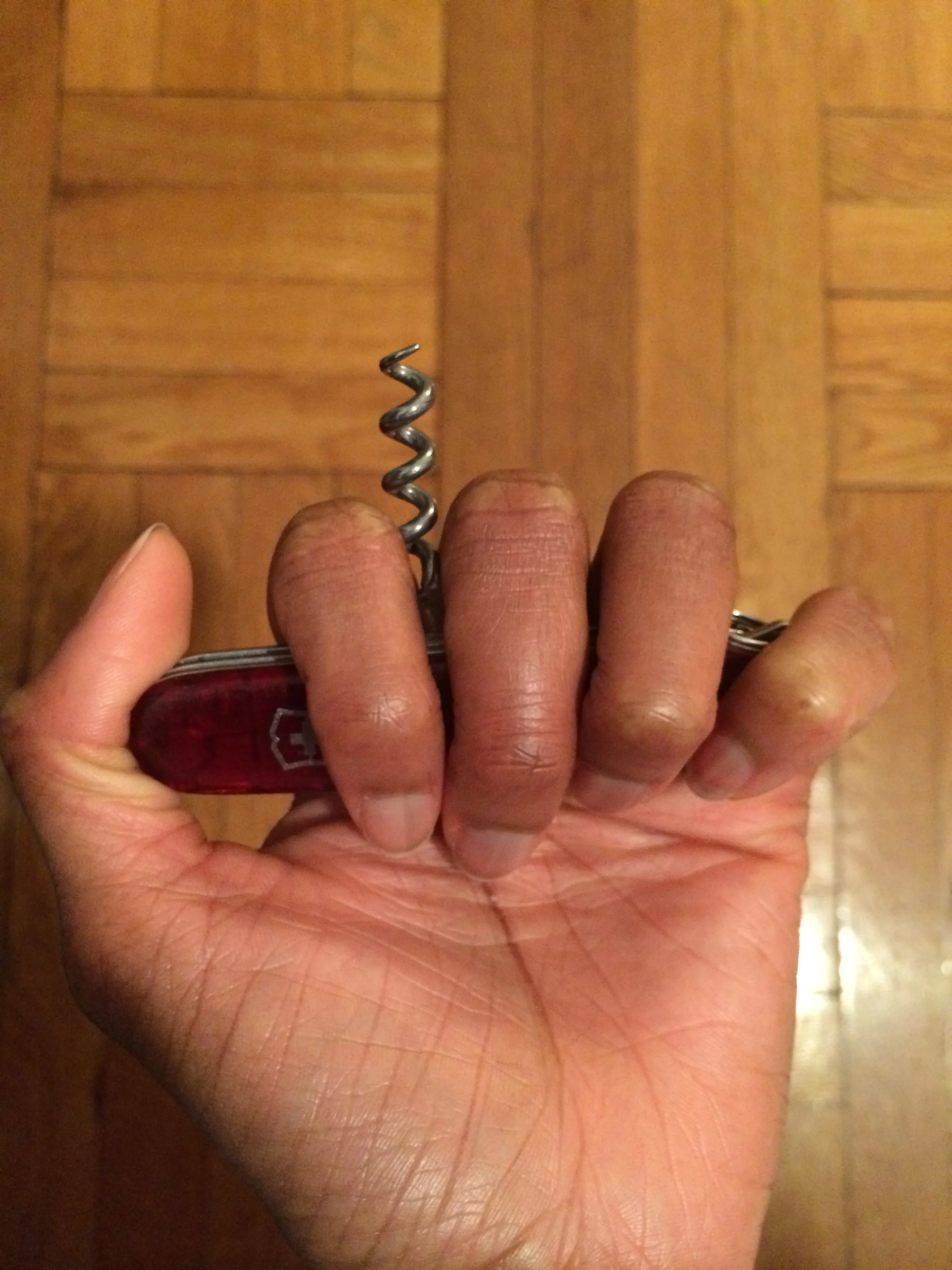 My personal protective weapon of choice, when I feel it's necessary, is a Swiss Army Knife with the cork screw between my fingers. Walk with this as such and you're bound to keep your personal space in check.