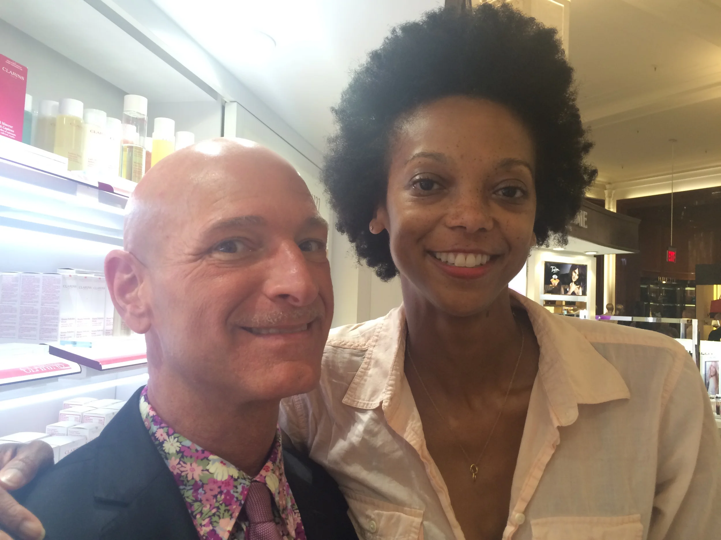 With Tony Losavio of Clarins before being whisked away to the spa.