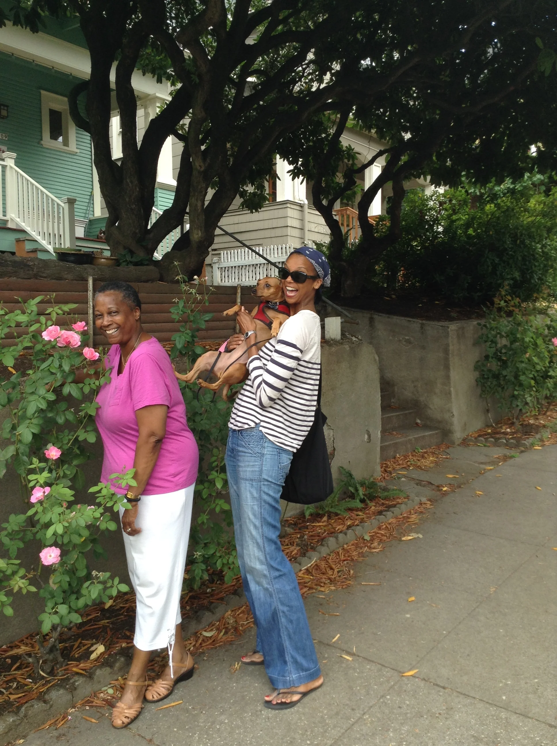 Avery tickles her grandmother pink in Portland.