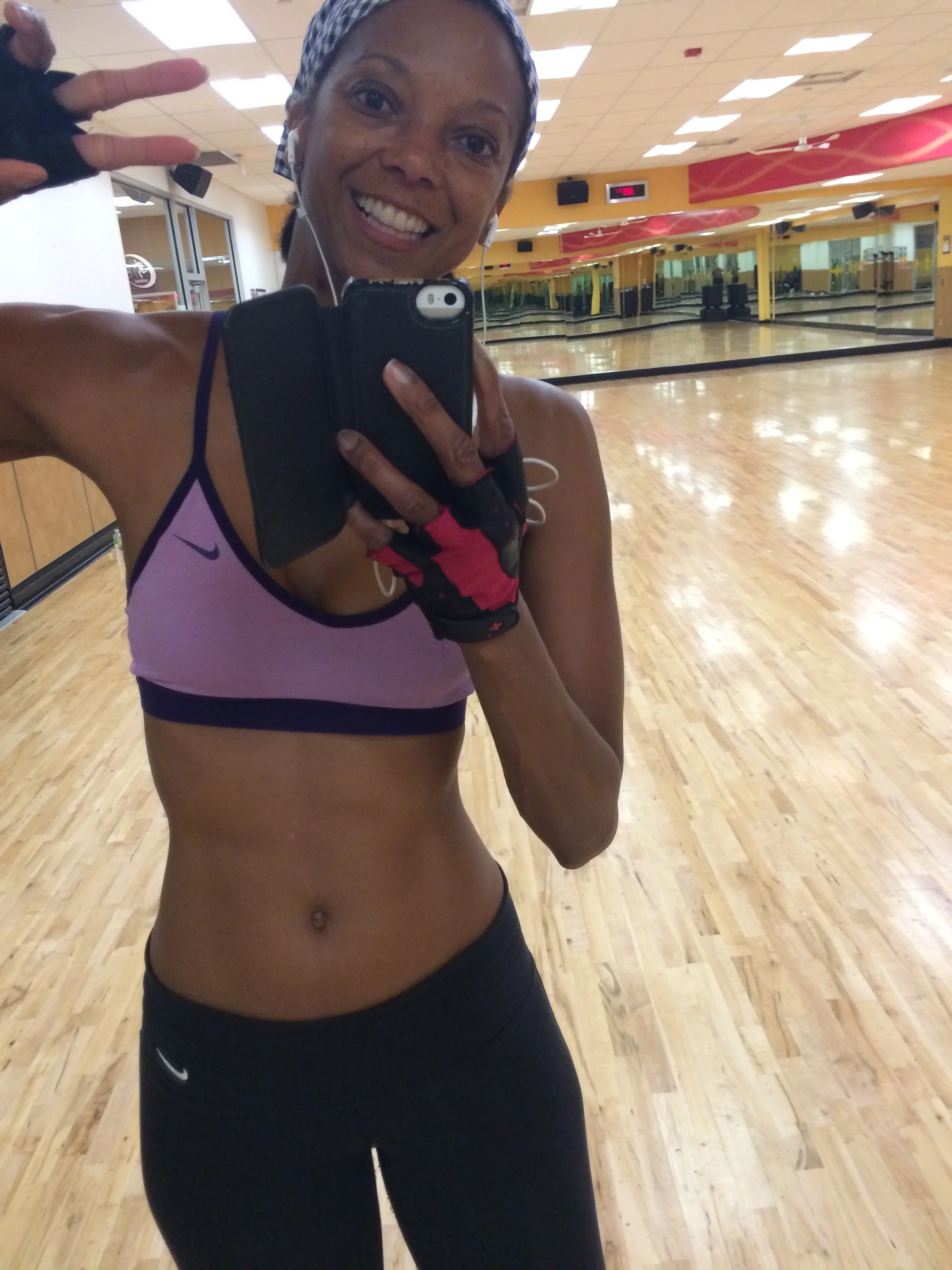 Feelin' good like a lady should, post-workout.