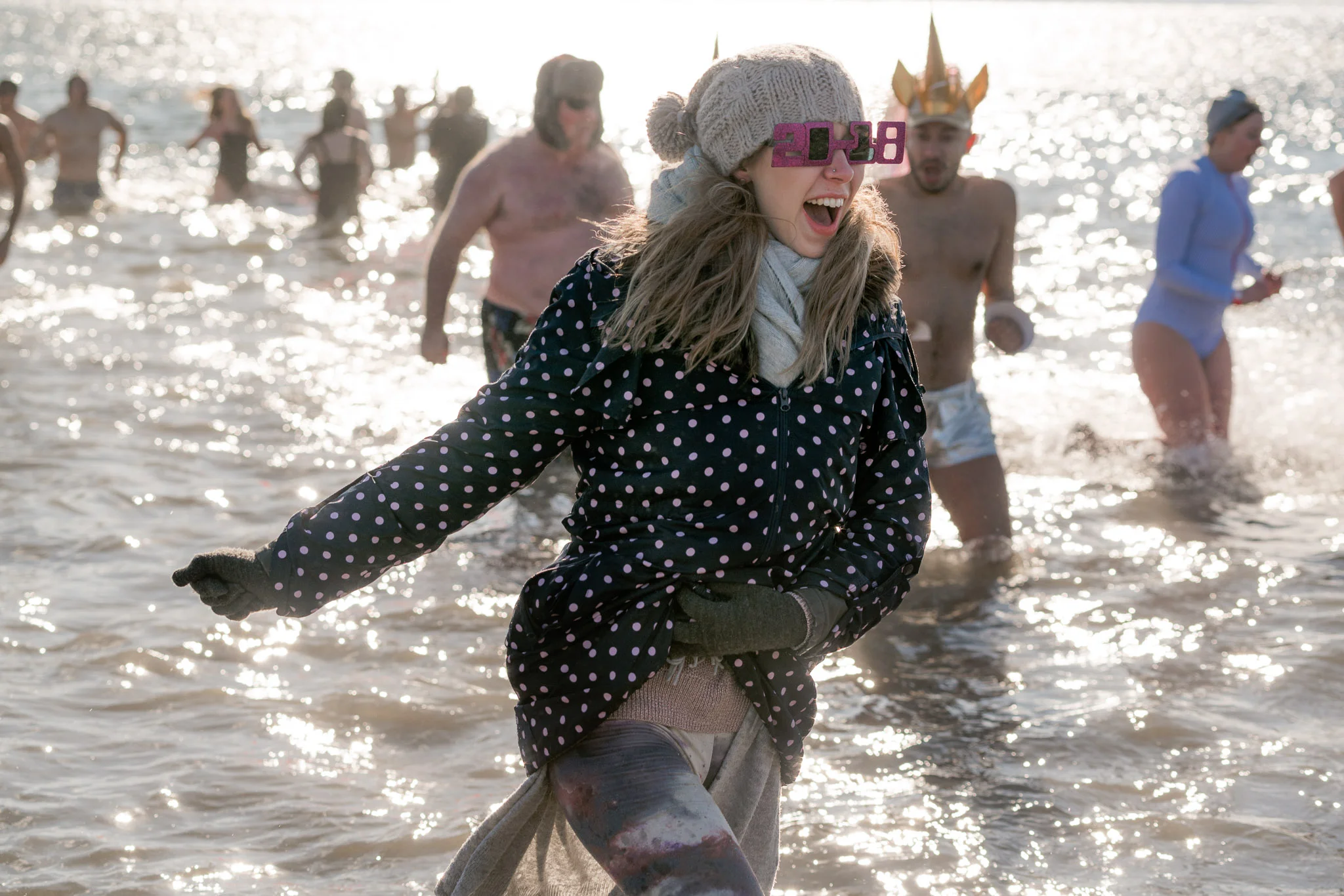 New Year's Day in Coney Island, 2018...Polar Bear Swim!