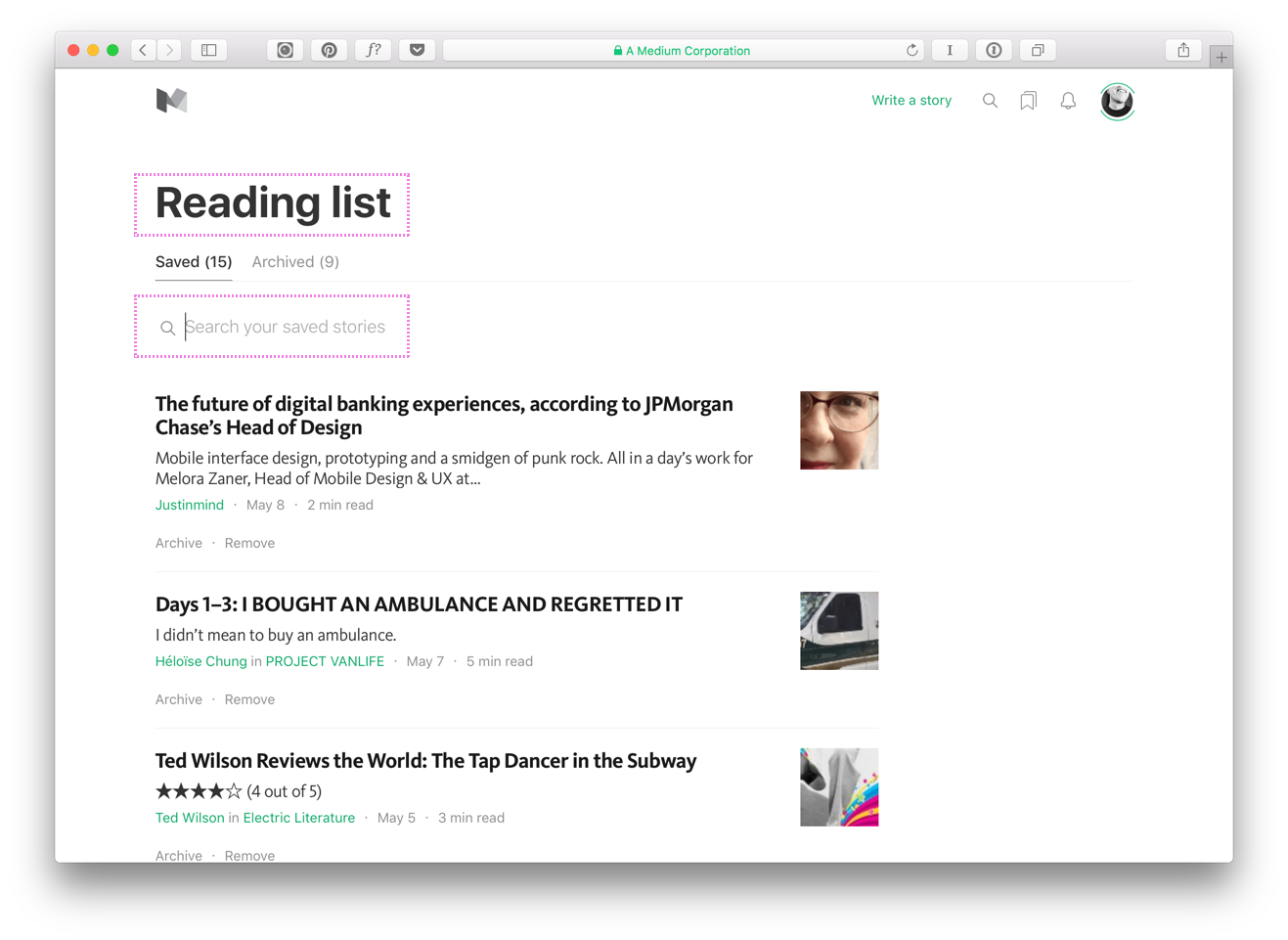 Why does it say “Reading list” when these are my bookmarks? But, yay for Search!
