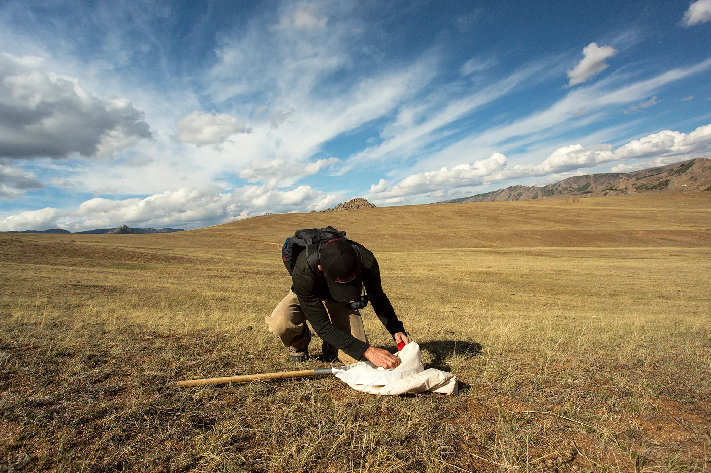 Terelj National Park, Mike with Sweep Net