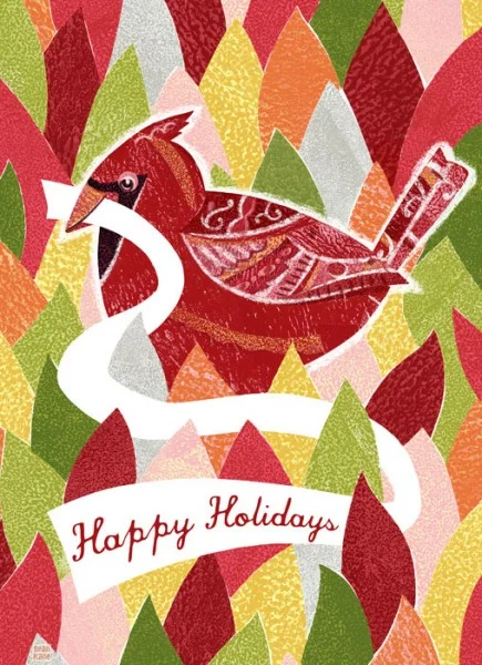 Cardinal Happy Holidays Christmas Greeting Card.