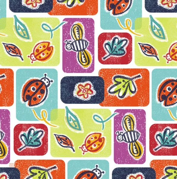 Ladybug and Bee Surface Design Pattern.