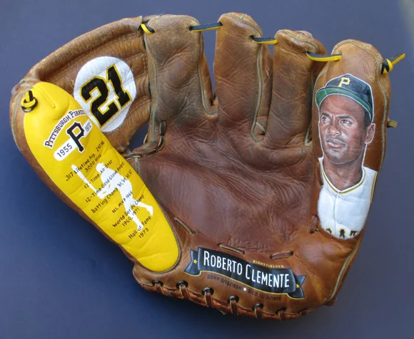 Painted Baseball Glove featuring Roberto Clemente