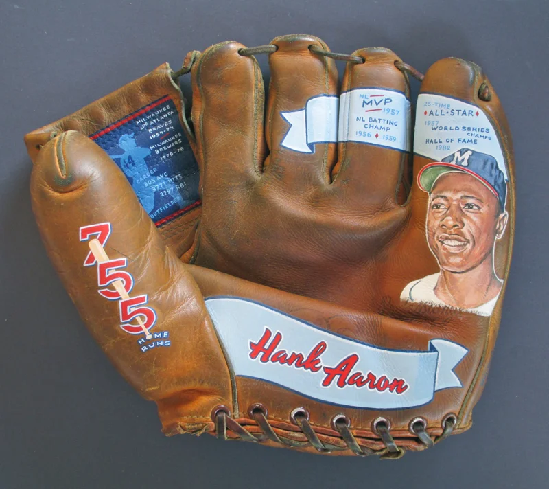 Painted Baseball Glove featuring Hank Aaron
