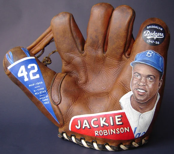 Painted Baseball Glove featuring Jackie Robinson