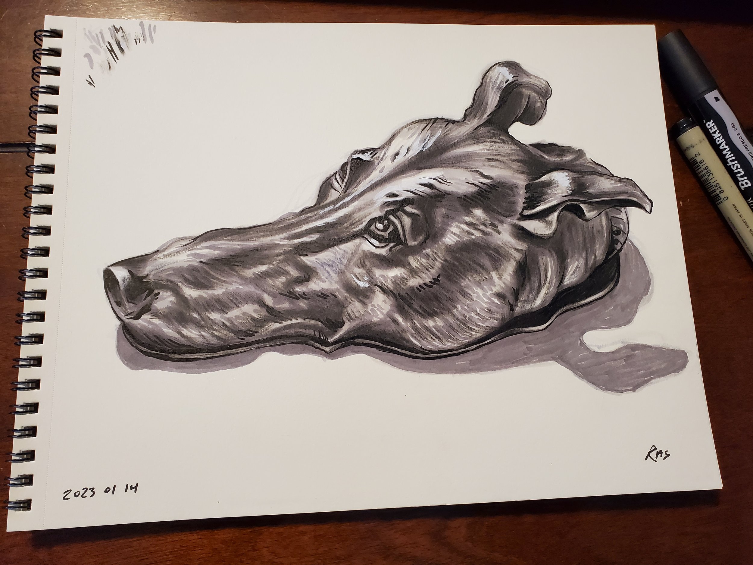 Metal dog head paper weight