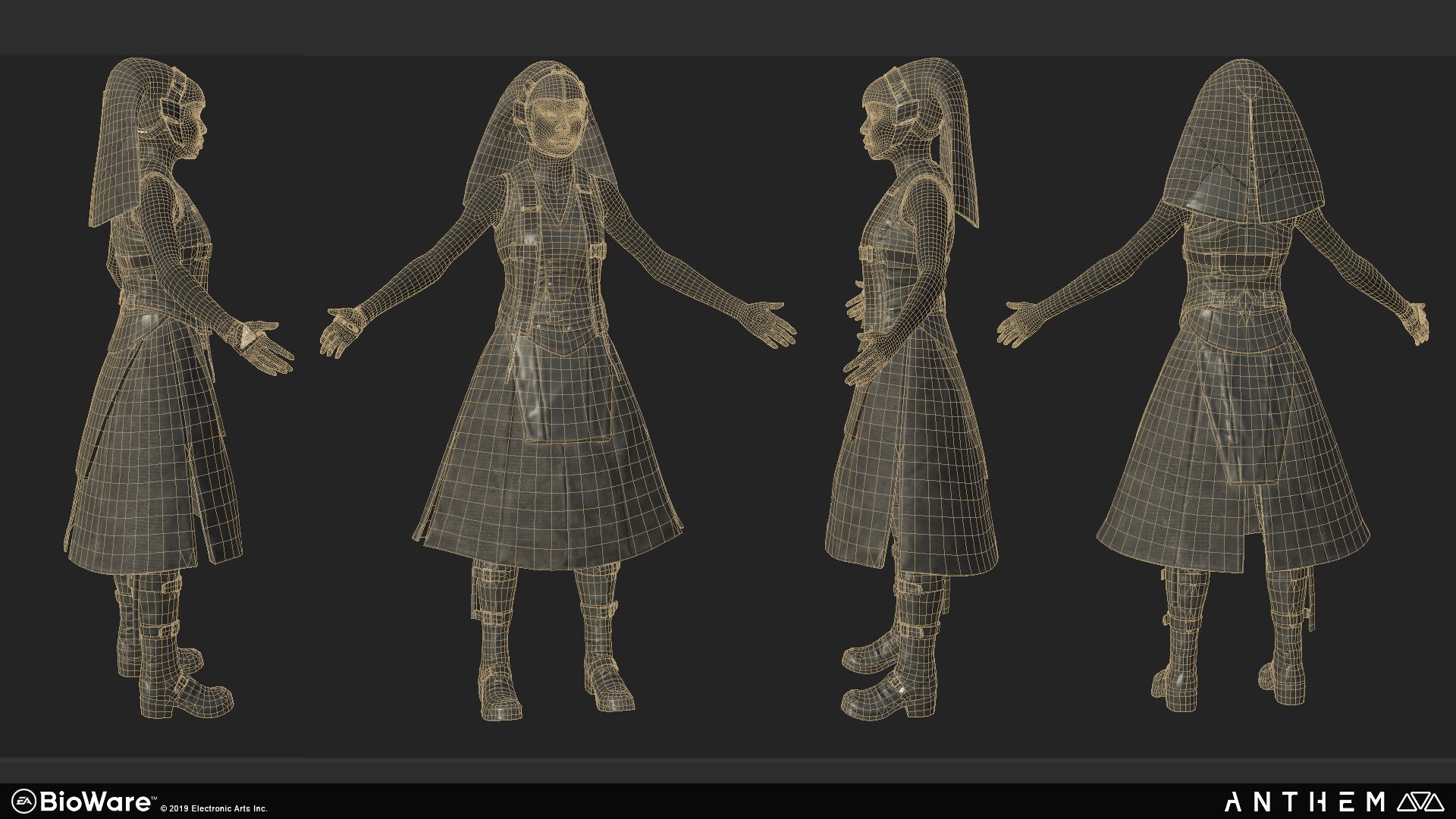 Faye outfit, wireframe