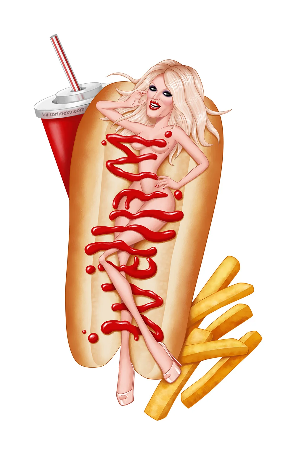 This hot dog illustration is an ambigram, you can read 'Willam' both ways
