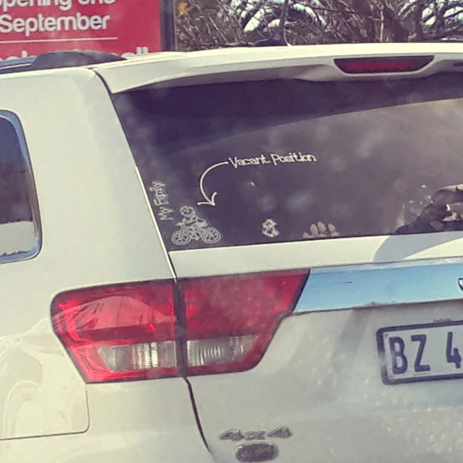 MOS on the road... Funny sticker arrangement