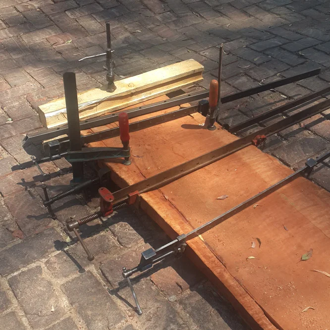GLUING a really really really long plank of wood to make a table