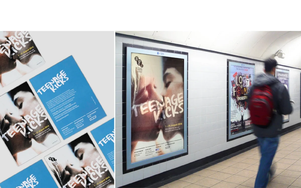 Poster & A5 flyer design for Teenage Kicks season at The BFI