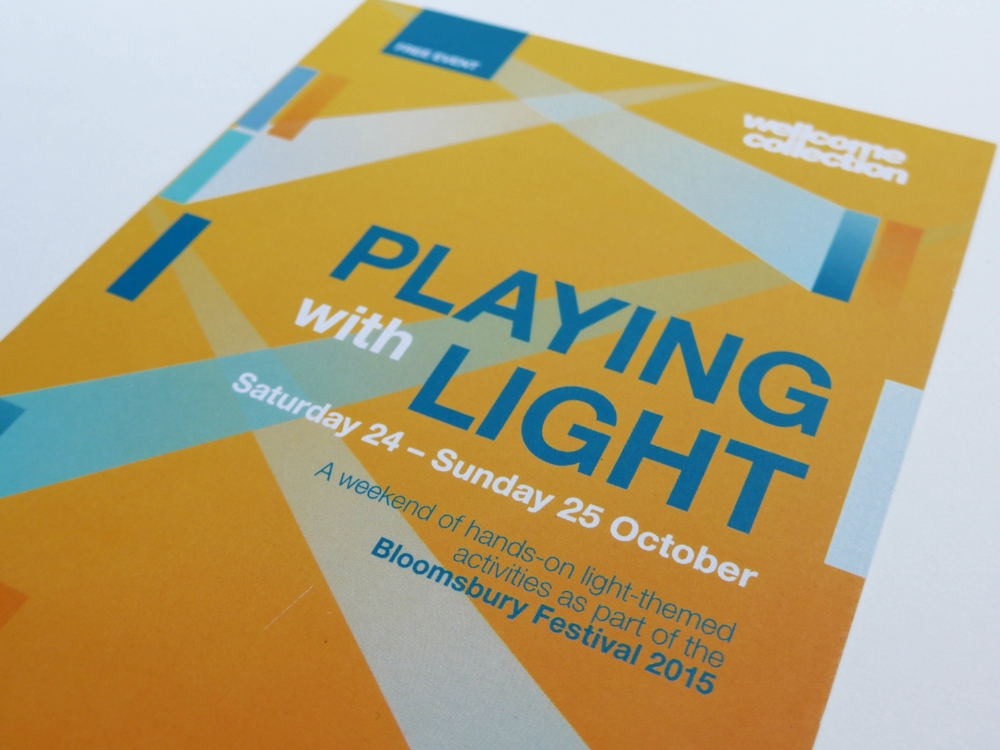  A5 flyer designed for a weekend of light-related creativity as part of the Bloomsbury Festival. 
