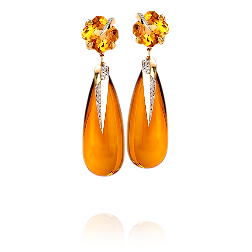 one of a kind Amber and Diamond Earrings
