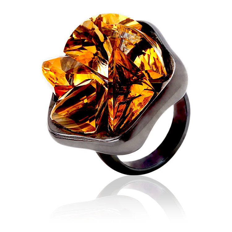 grande elica in citrine and rhodium-plated silver