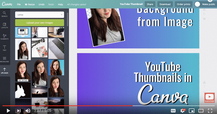 How to Make Youtube Thumbnails with Canva (2019) add photo without background