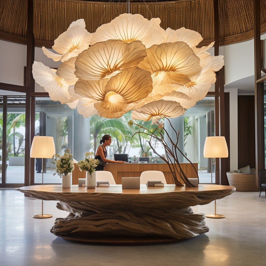 Four-Seasons-Inspired 5-Star Natural Tropical Paradise Retreat Reception / Lobby Conceptual Art

#fourseasons #tropical #paradise #retreat #hotel #inspired #modern #art #concept #conceptdesign #ai