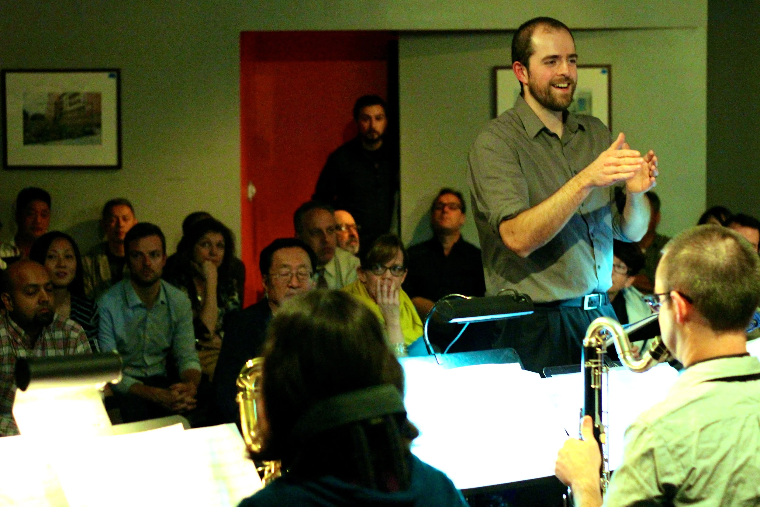 Conducting JAJO at the Blue Whale. Credit Aubre Hill.
